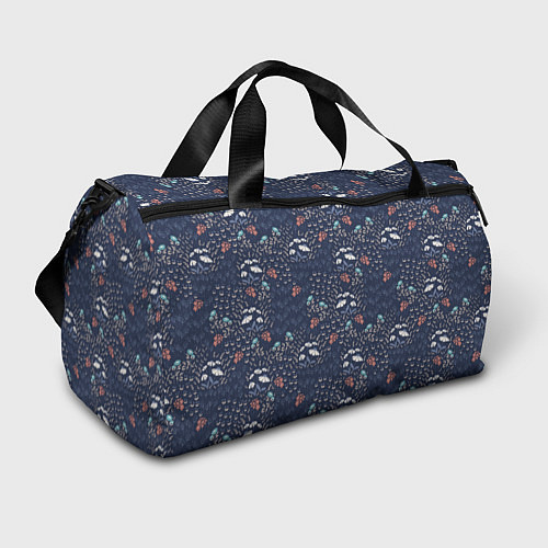 Спортивная сумка Мелкие цветочки на синем паттерн / 3D-принт – фото 1