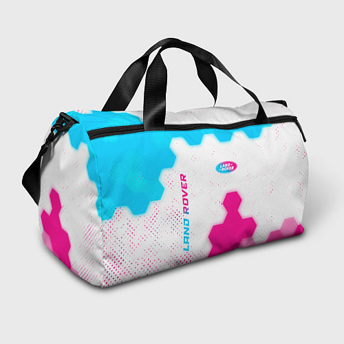 Спортивная сумка Land Rover neon gradient style: надпись, символ / 3D-принт – фото 1