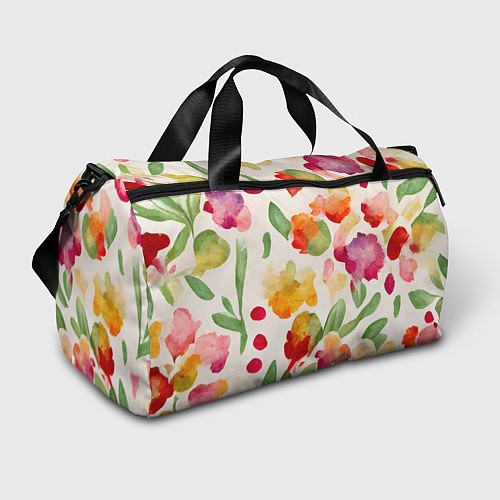 Спортивная сумка Романтичные акварельные цветы / 3D-принт – фото 1