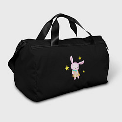 Спортивная сумка Крольчонок танцует со звёздами на чёрном фоне