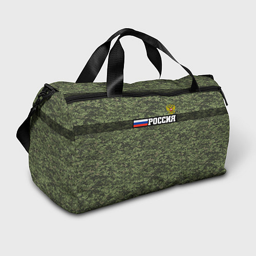 Спортивная сумка Камуфляж пиксельный РОССИЯ с флагом / 3D-принт – фото 1