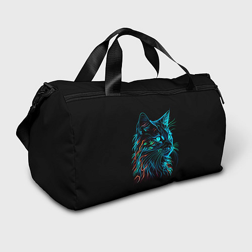 Спортивная сумка Неоновый котик / 3D-принт – фото 1
