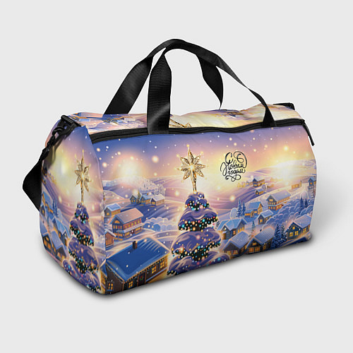 Спортивная сумка Новогодняя елочка в деревне / 3D-принт – фото 1