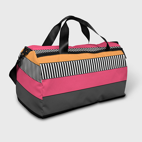 Спортивная сумка Полосатый узор желтые розовые черные полосы / 3D-принт – фото 1