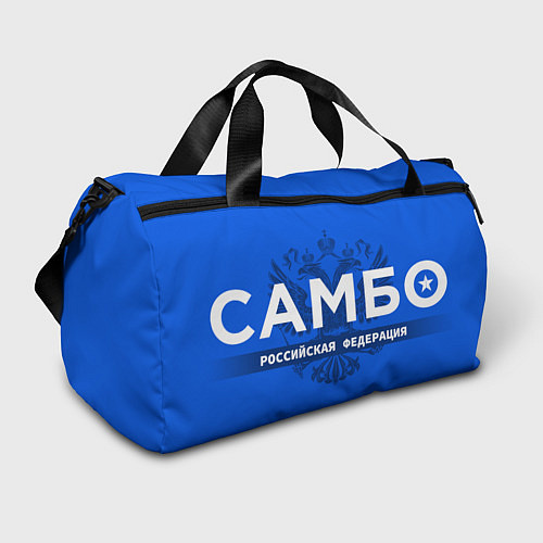 Спортивная сумка Российская федерация самбо - на синем фоне / 3D-принт – фото 1