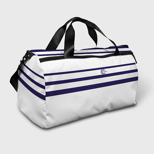 Спортивная сумка FIRM белая с синими полосами / 3D-принт – фото 1
