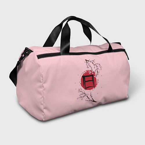 Спортивная сумка Цветущая сакура с иероглифом cолнце / 3D-принт – фото 1