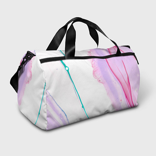 Спортивная сумка Розовые и зелёные краски и линии на белом фоне / 3D-принт – фото 1