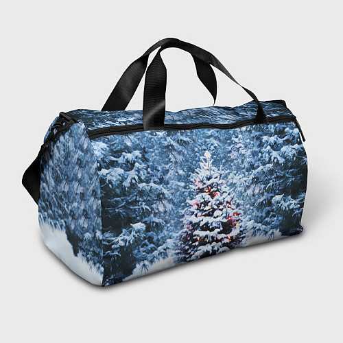 Спортивная сумка Новогодняя ёлка в лесу / 3D-принт – фото 1