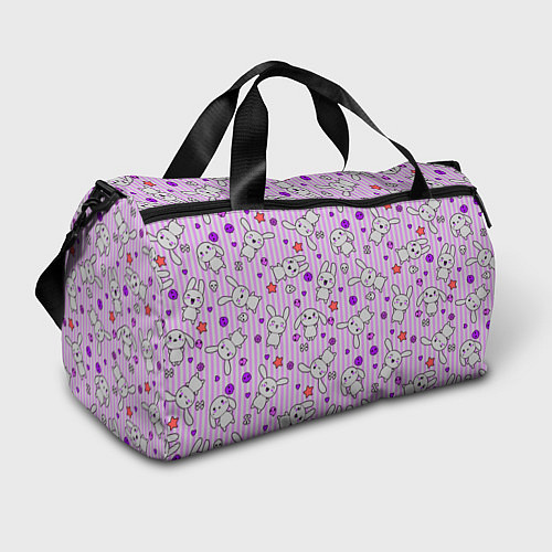 Спортивная сумка Кролики - текстура на розовом фоне / 3D-принт – фото 1