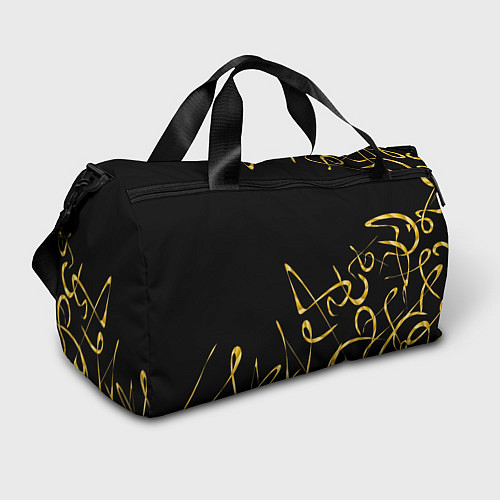 Спортивная сумка Золотая каллиграфия на черном фоне / 3D-принт – фото 1