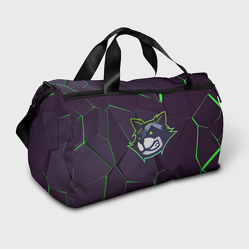 Спортивная сумка Морда енота с зелеными глазами / 3D-принт – фото 1