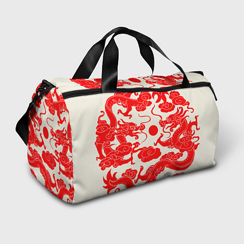 Спортивная сумка Японские красные драконы / 3D-принт – фото 1