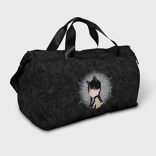 Спортивная сумка Аниме Уэнздей Аддамс с ушками на фоне паутины / 3D-принт – фото 1