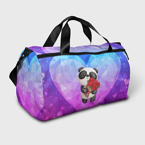 Спортивная сумка Панда с букетом цветов / 3D-принт – фото 1