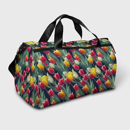Спортивная сумка Много тюльпанов / 3D-принт – фото 1