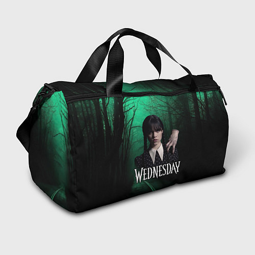 Спортивная сумка Уэнсдэй зеленый лес / 3D-принт – фото 1