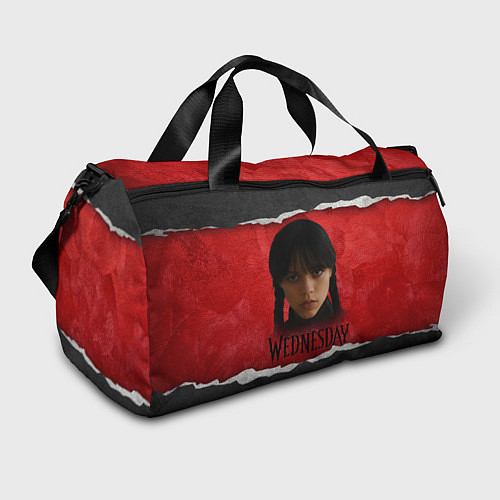 Спортивная сумка Уэнсдэй красно-черный фон / 3D-принт – фото 1