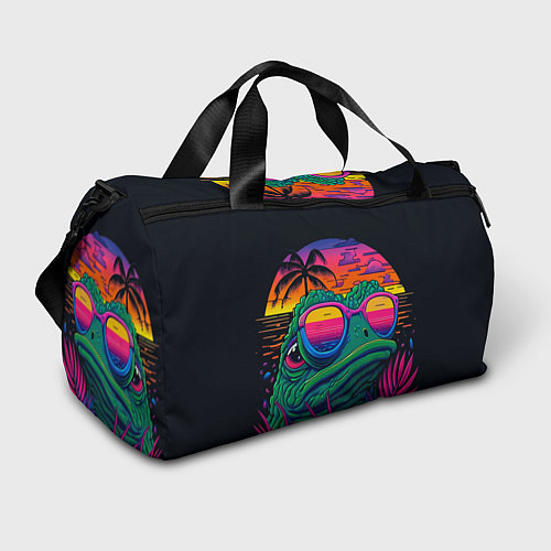 Спортивная сумка Лягушонок Пепе на неоновом отдыхе / 3D-принт – фото 1