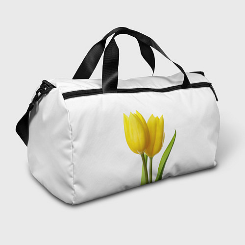 Спортивная сумка Желтые тюльпаны на белом / 3D-принт – фото 1