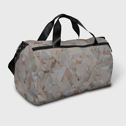 Спортивная сумка Геометрическое множество серых и бежевых треугольн / 3D-принт – фото 1