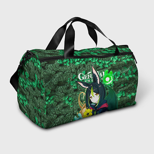 Спортивная сумка Тигнари на фоне листвы / 3D-принт – фото 1