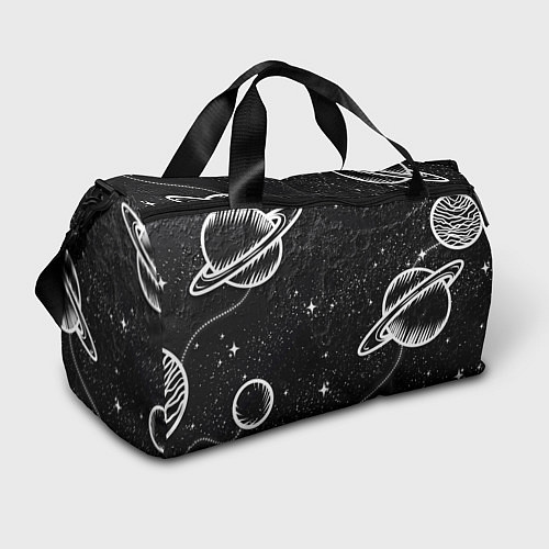 Спортивная сумка Черно-белый Сатурн / 3D-принт – фото 1