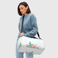 Сумки спортивные Цветы нарисованные акварелью - снизу, цвет: 3D-принт — фото 2