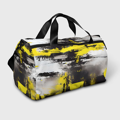 Спортивная сумка Черно-желтая абстракция, нейросеть / 3D-принт – фото 1