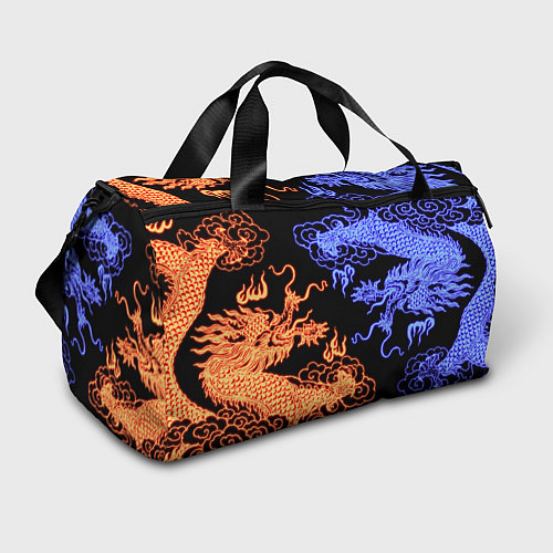 Спортивная сумка Парящие неоновые драконы / 3D-принт – фото 1
