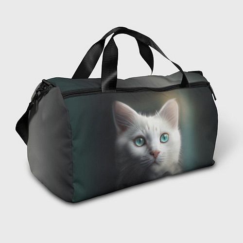 Спортивная сумка Милый белый кот с голубыми глазами / 3D-принт – фото 1