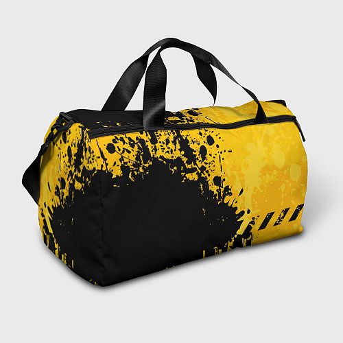 Спортивная сумка Пятна черной краски на желтом фоне / 3D-принт – фото 1