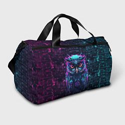 Спортивная сумка Сова в стиле киберпанк