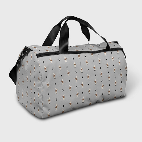 Спортивная сумка Зайка и луна - паттерн серый / 3D-принт – фото 1