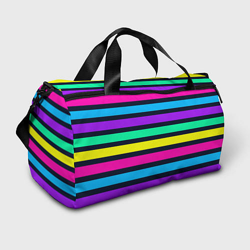 Спортивная сумка Неоновые полосы на черном фоне / 3D-принт – фото 1