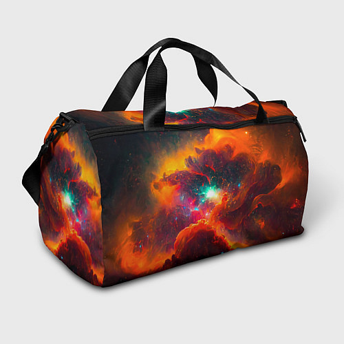 Спортивная сумка Небула в космосе в оранжевых тонах - нейронная сет / 3D-принт – фото 1