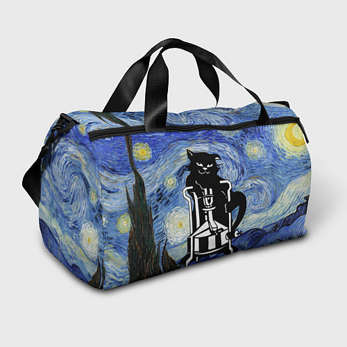Спортивная сумка Кот Бегемот на примусе в Звездной ночи / 3D-принт – фото 1