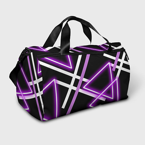 Спортивная сумка Фиолетовые полоски с неоном / 3D-принт – фото 1