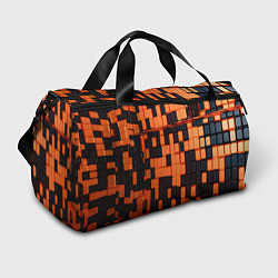Сумки спортивные Чёрные и оранжевые кубики, цвет: 3D-принт