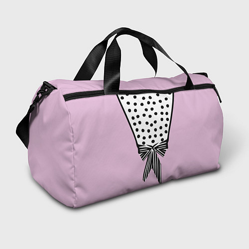 Спортивная сумка Костюм Барби: черный горох с полосатым бантом / 3D-принт – фото 1