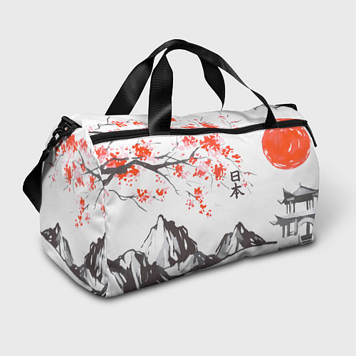 Спортивная сумка Цветущая сакура и солнце - Япония / 3D-принт – фото 1