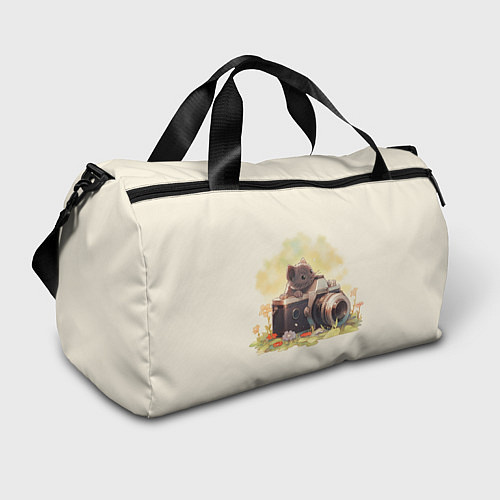Спортивная сумка Серый котенок с фотоаппаратом / 3D-принт – фото 1