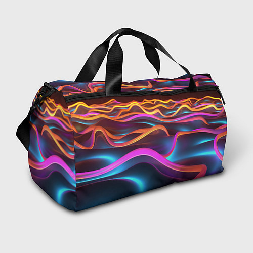 Спортивная сумка Неоновые фиолетовые волны / 3D-принт – фото 1