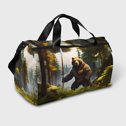 Спортивная сумка Медведь берсерк с копьём / 3D-принт – фото 1
