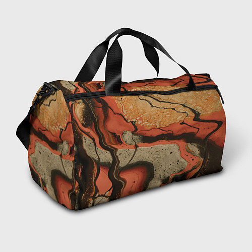 Спортивная сумка Оранжевые и бежевые потоки красок / 3D-принт – фото 1