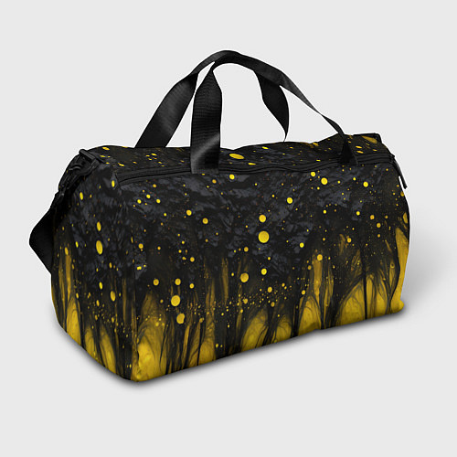 Спортивная сумка Желтые брызги на черном фоне / 3D-принт – фото 1