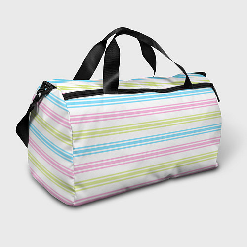 Спортивная сумка Розовые и бирюзовые полосы на белом / 3D-принт – фото 1
