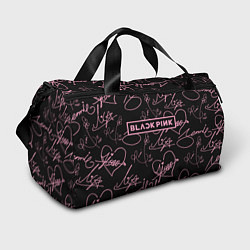 Спортивная сумка Блэкпинк - розовые автографы