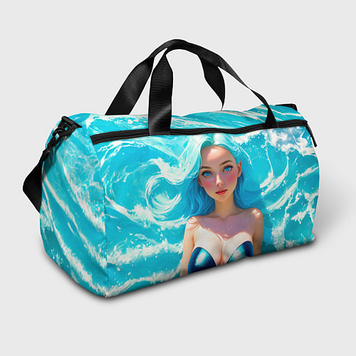 Спортивная сумка Девушка на фоне бирюзовых волн / 3D-принт – фото 1