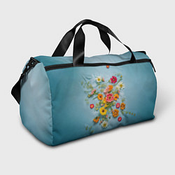 Спортивная сумка Букет полевых цветов на ткани